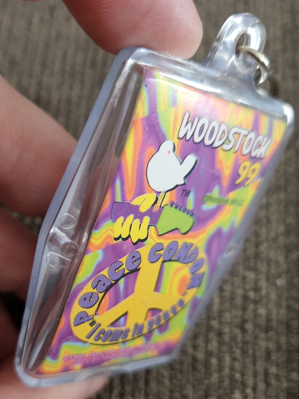 Woodstock 99 Multicolor Tie-Dye Peace Keychain Accessory